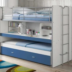Hochbett Bonny 80 mit Schreibtisch und Bettkasten - blau
