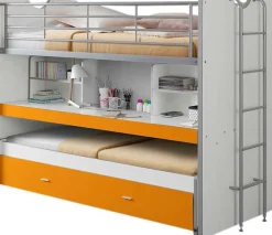 Hochbett Bonny 80 mit Schreibtisch und Bettkasten - orange
