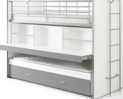 Hochbett Bonny 80 mit Schreibtisch und Bettkasten - silber