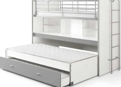 Hochbett Bonny 80 mit Schreibtisch und Bettkasten - silber