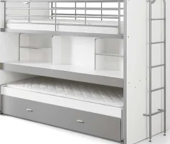 Hochbett Bonny 80 mit Schreibtisch und Bettkasten - silber