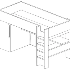 Hochbett Bo9 90x200 cm mit Schreibtisch & Kleiderschrank - anthrazit