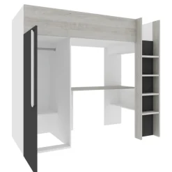 Hochbett Bo9 90x200 cm mit Schreibtisch & Kleiderschrank - anthrazit