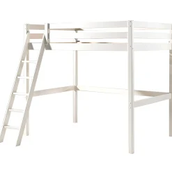 Hochbett Claire 140x200cm mit Bücherregal und Schlafsofa - weiß