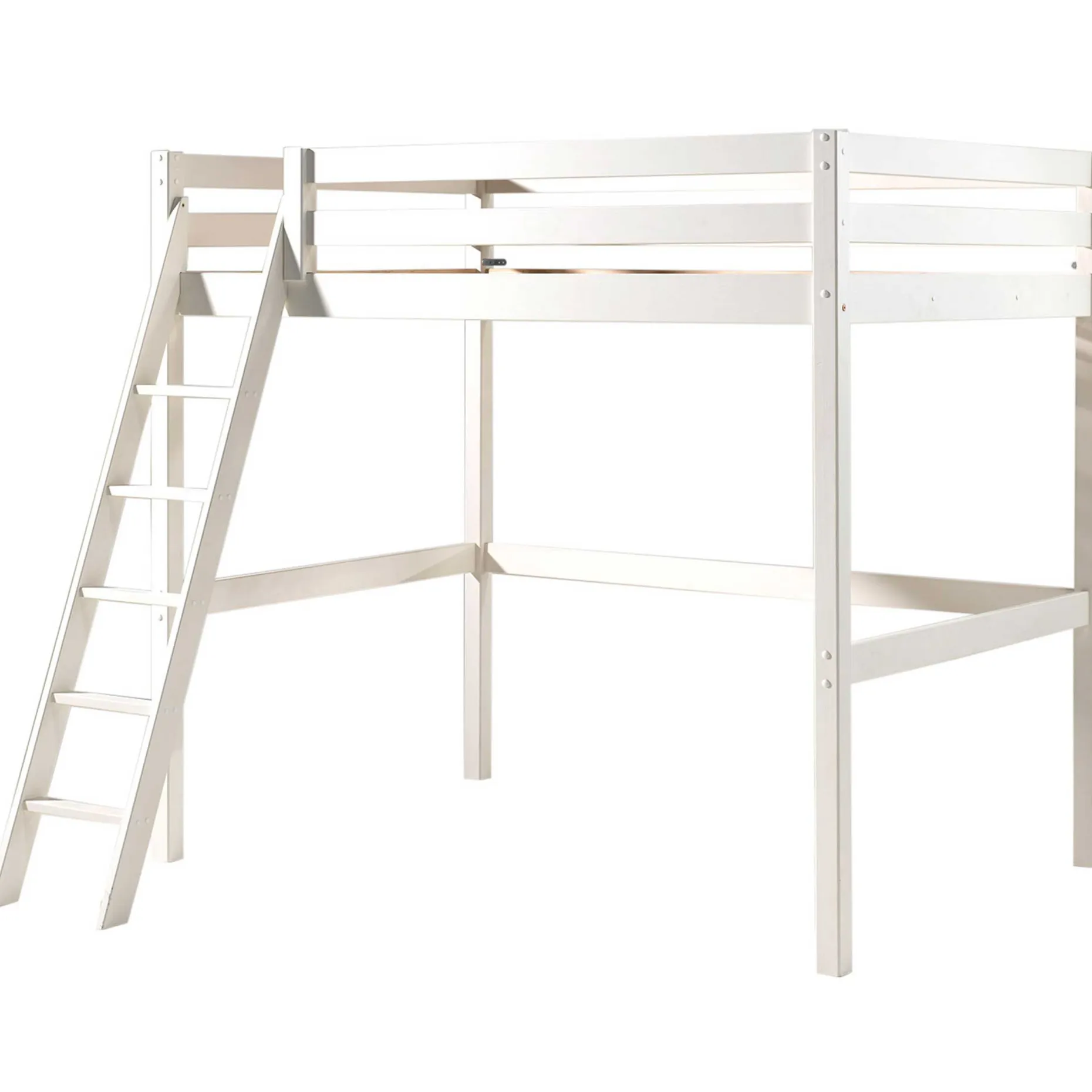 Hochbett Claire 140x200cm mit Bücherregal und Schlafsofa - weiß