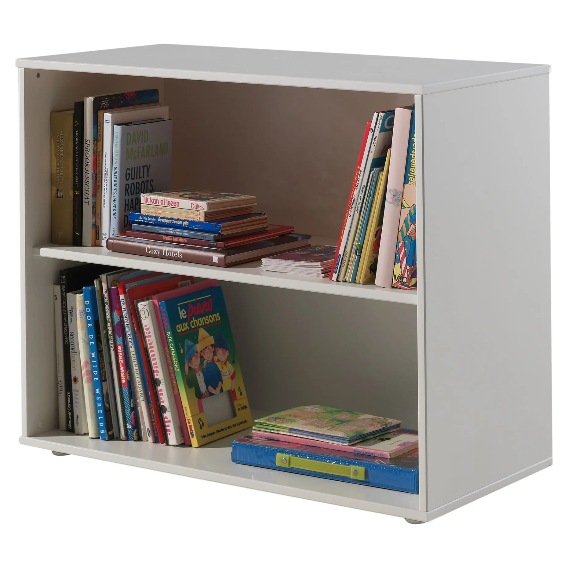 Hochbett Claire 140x200cm mit Bücherregal und Schlafsofa - weiß