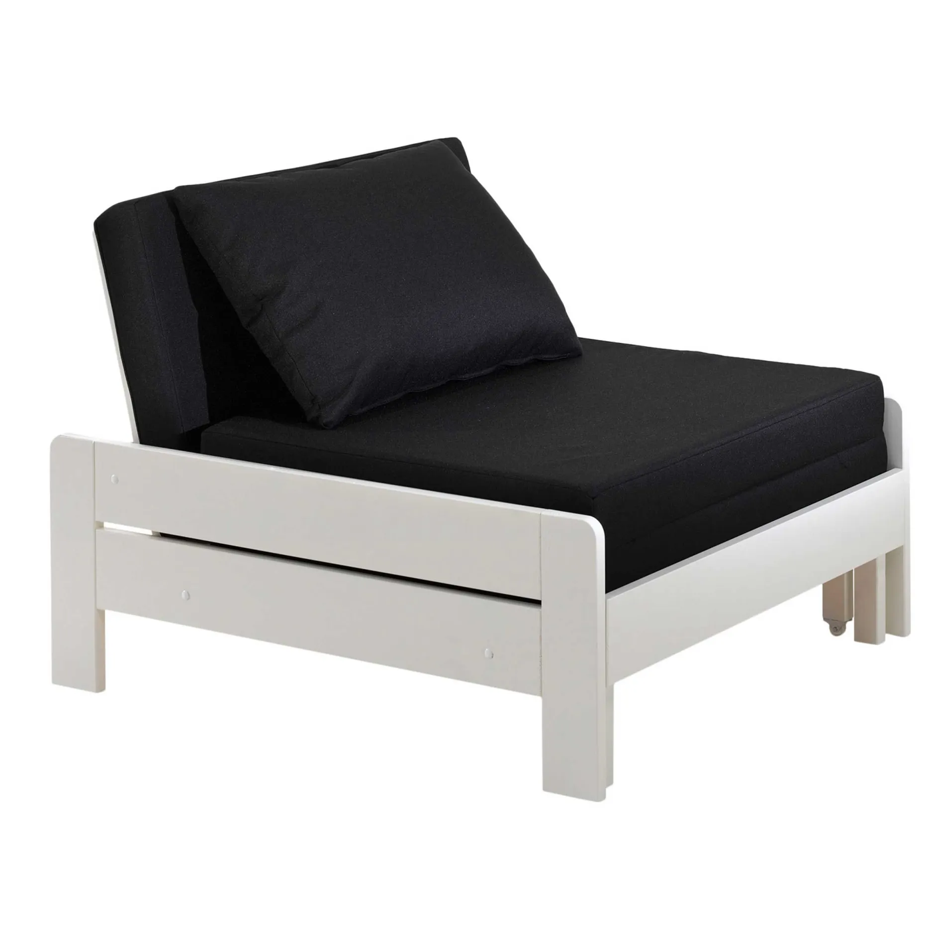 Hochbett Claire 140x200cm mit Bücherregal und Schlafsofa - weiß