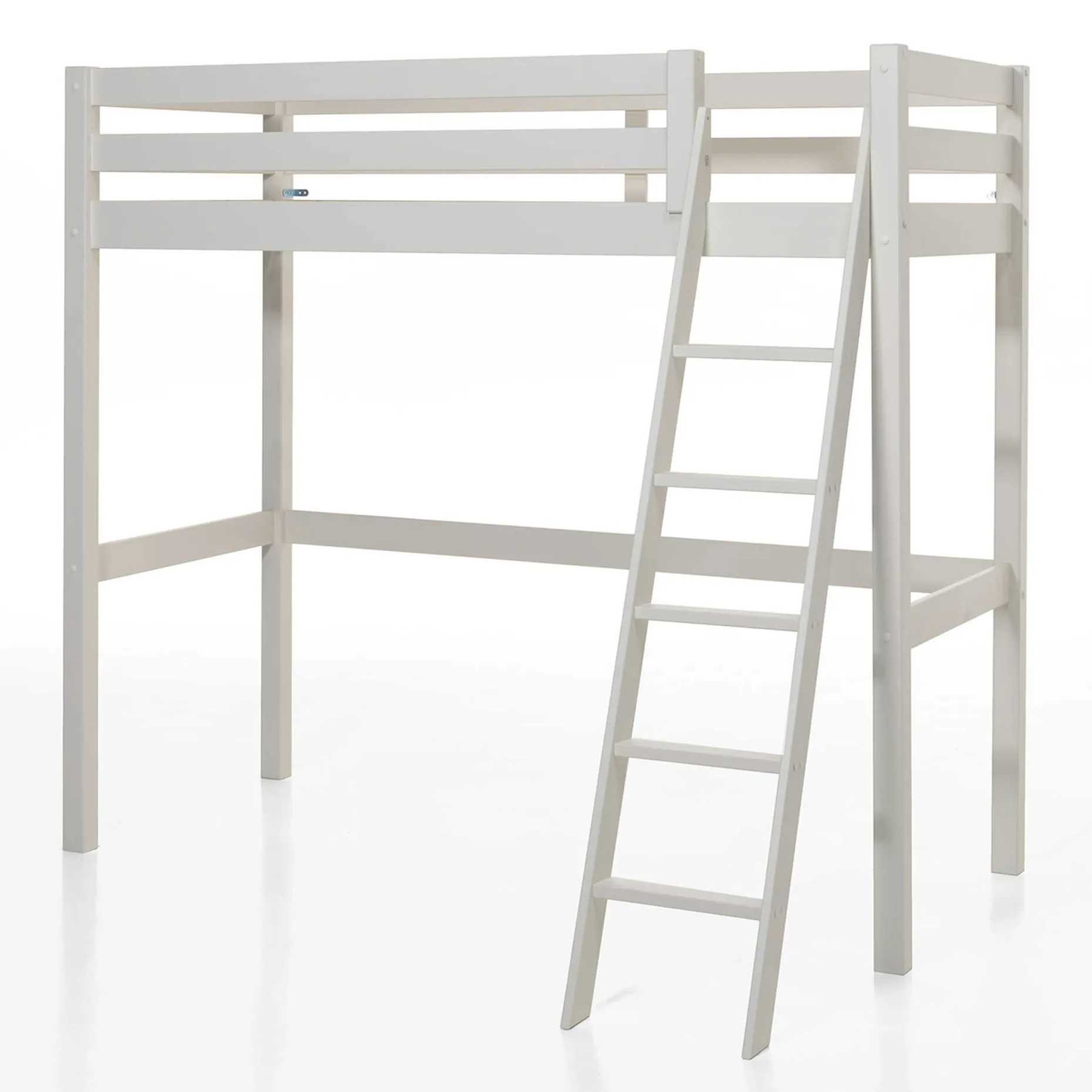 Hochbett Claire 90x200cm mit Bücherregal und Schlafsofa - weiß