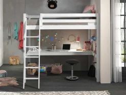 Hochbett Claire 140 x 200cm mit Schreibtisch - weiß