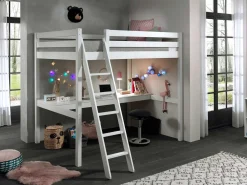 Hochbett Claire 140 x 200cm mit Schreibtisch - weiß