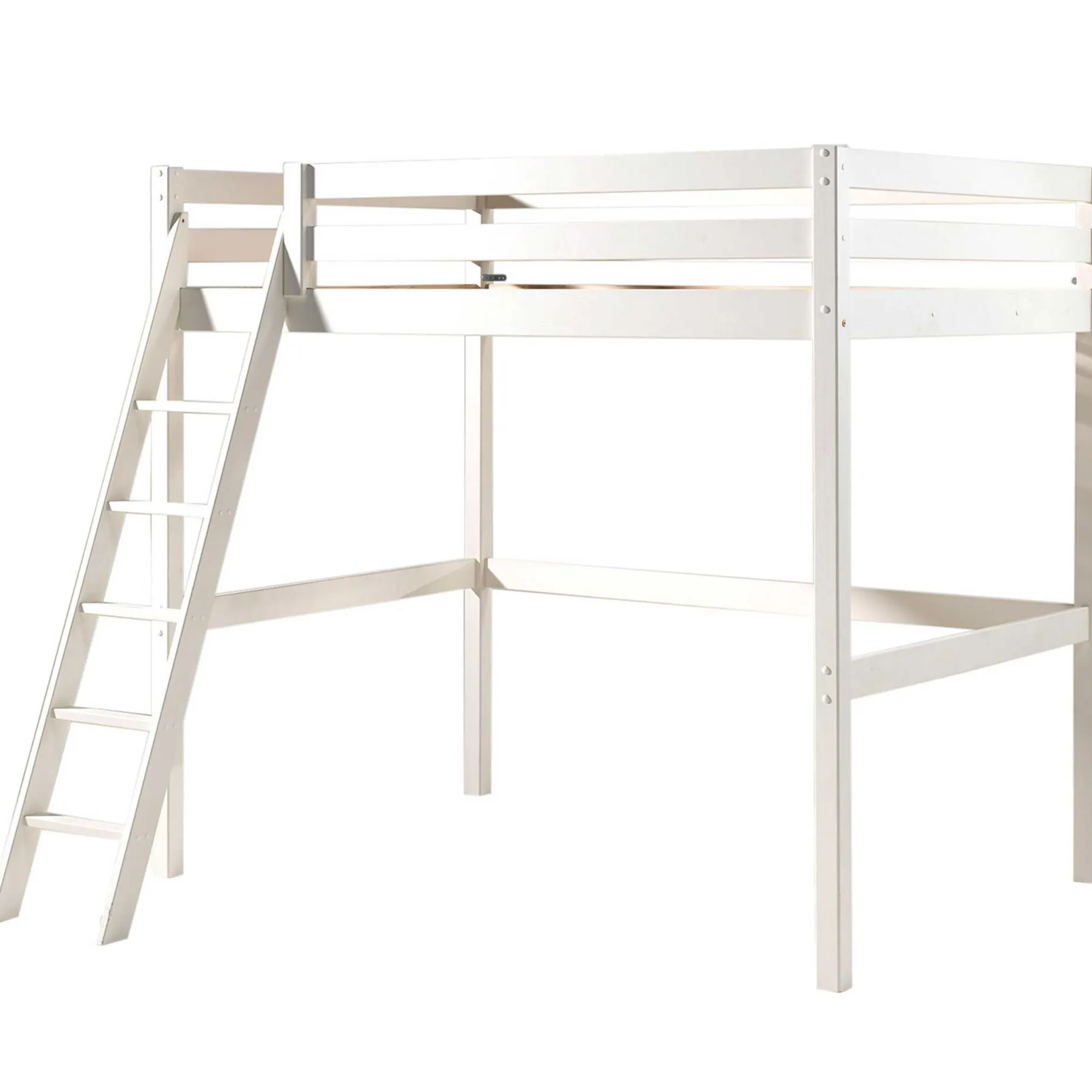 Hochbett Claire 140x200 mit Schlafsofa und Kommode - weiß