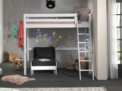 Hochbett Claire 90x200 mit Sitzbett - weiß