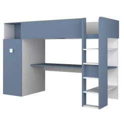 Hochbett Jet mit Schreibtisch und Kleiderschrank 90x200cm - blau
