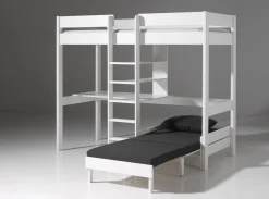 Hochbett Lena mit Schreibtisch und Sofabett - weiß