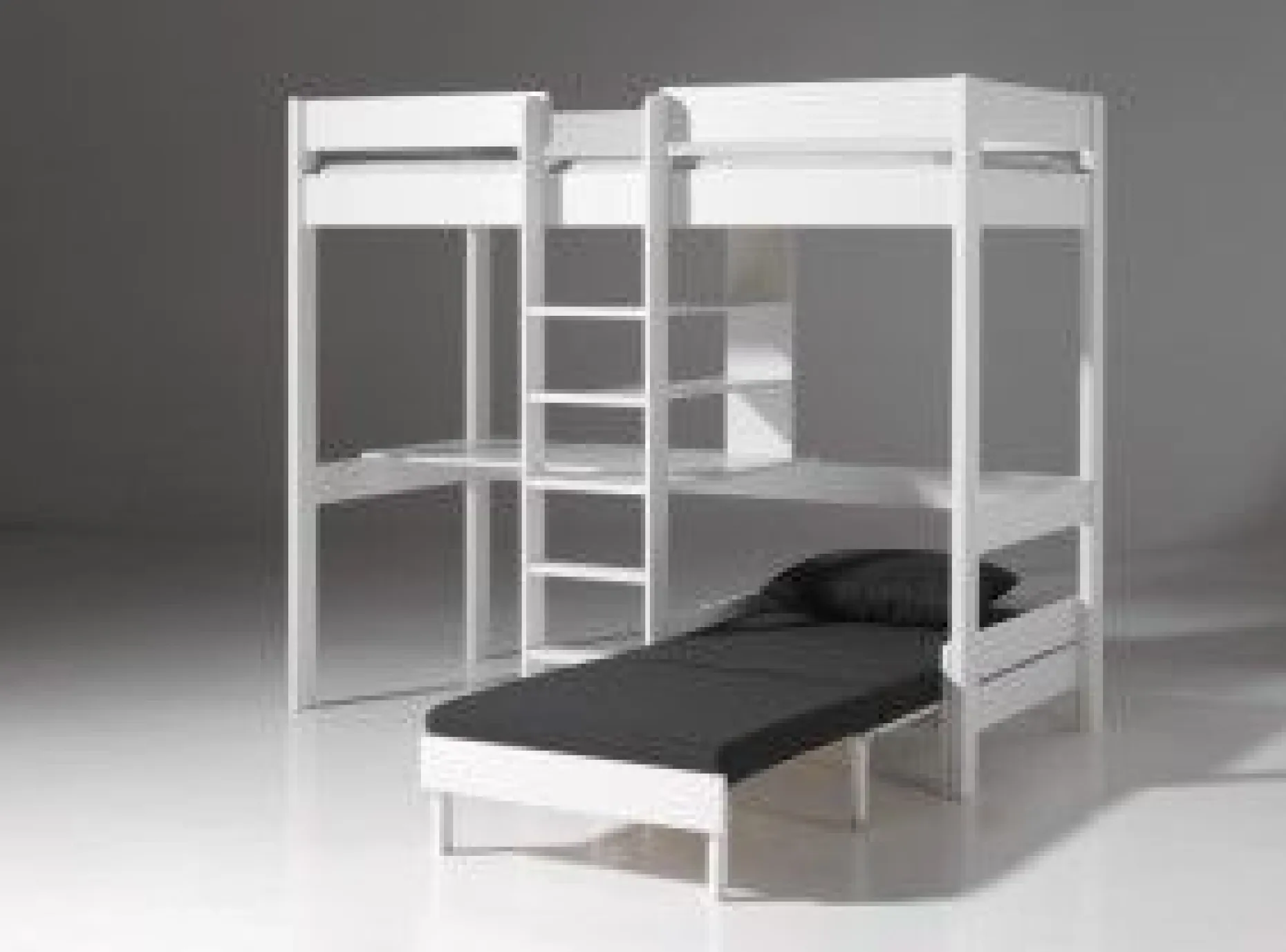 Hochbett Lena mit Schreibtisch und Sofabett - weiß