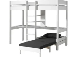 Hochbett Lena mit Schreibtisch und Sofabett - weiß