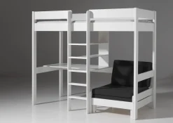 Hochbett Lena mit Schreibtisch und Sofabett - weiß