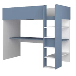 Hochbett mit Schreibtisch Jet 90x200cm - blau