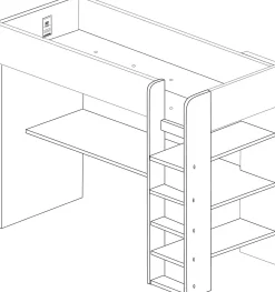 Hochbett mit Schreibtisch Jet 90x200cm - blau