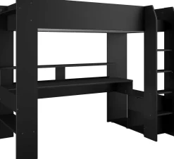 Hochbett mit Schreibtisch Raider 90x200cm - schwarz