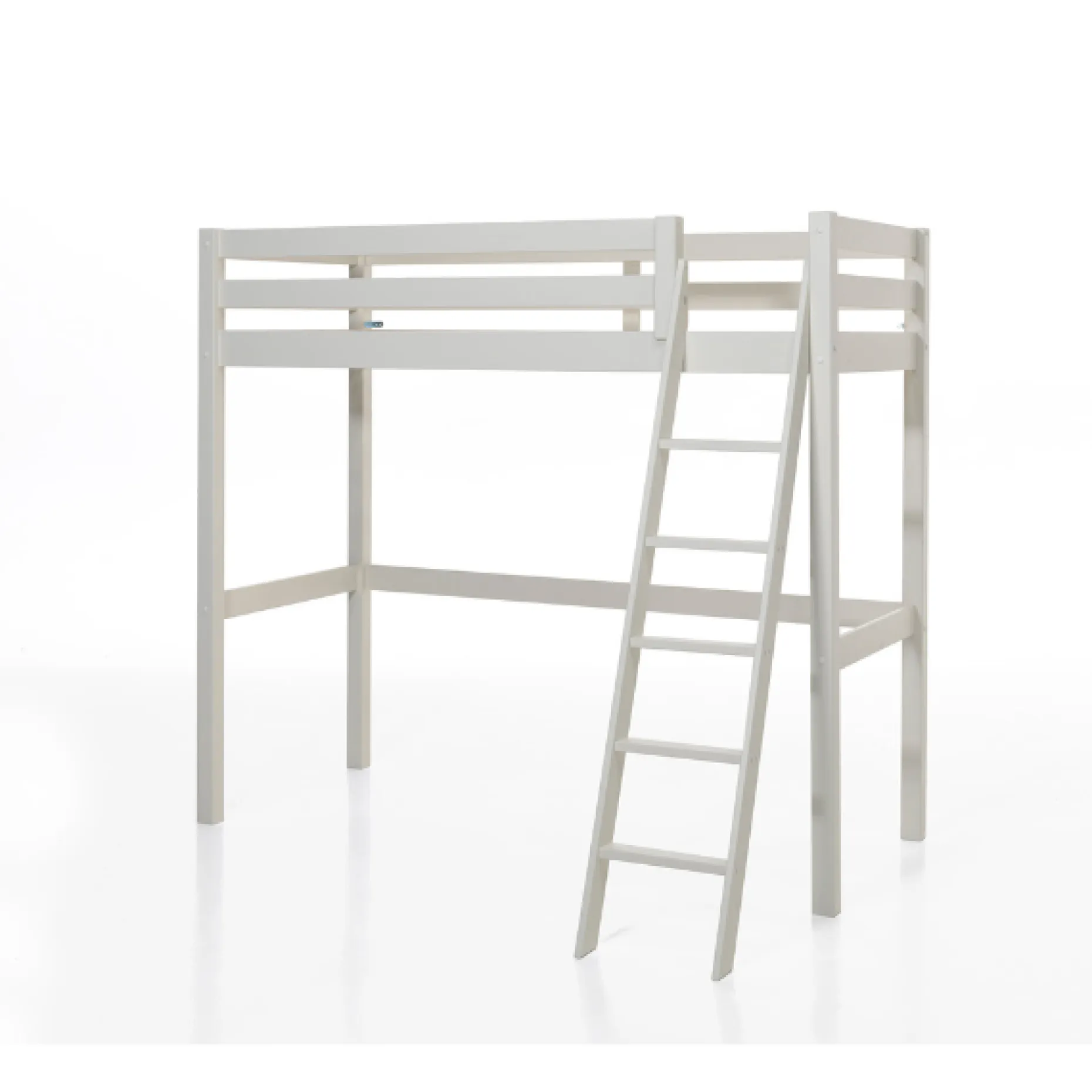 Hochbett Pino - 90x200cm - mit Bücherregal und Schlafsofa - Weiß