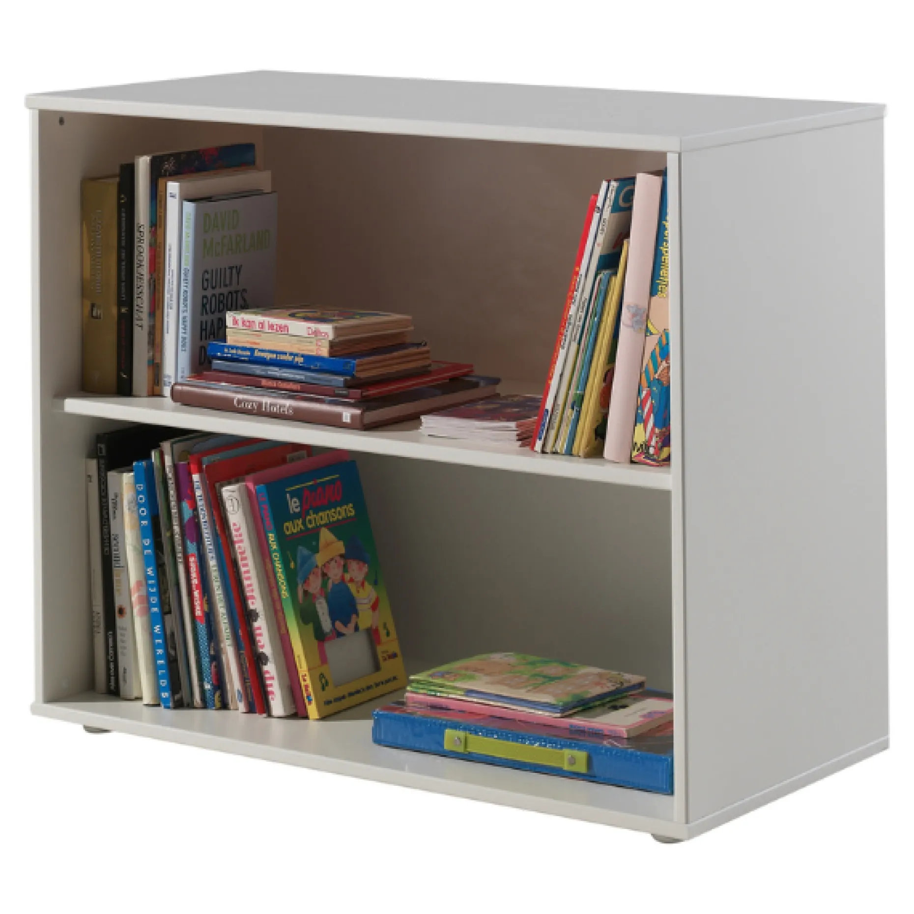 Hochbett Pino - 90x200cm - mit Bücherregal und Schlafsofa - Weiß