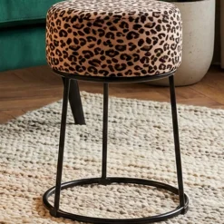 Haku Hocker | Ø30 cm x 46 cm | Leopardenmotiv