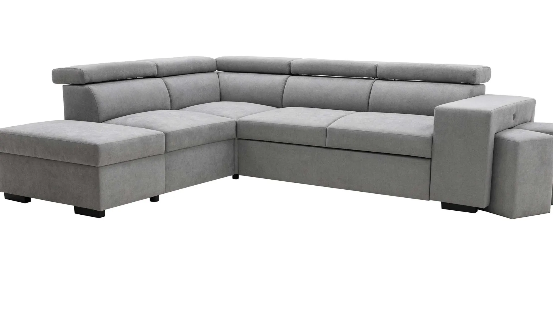 PGS Holmes Ecksofa rechts - Armlehnen verstellbar - dunkel