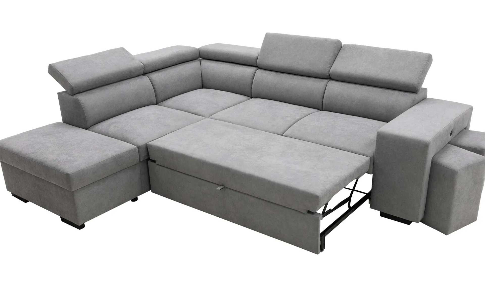 PGS Holmes Ecksofa rechts - Armlehnen verstellbar - dunkel