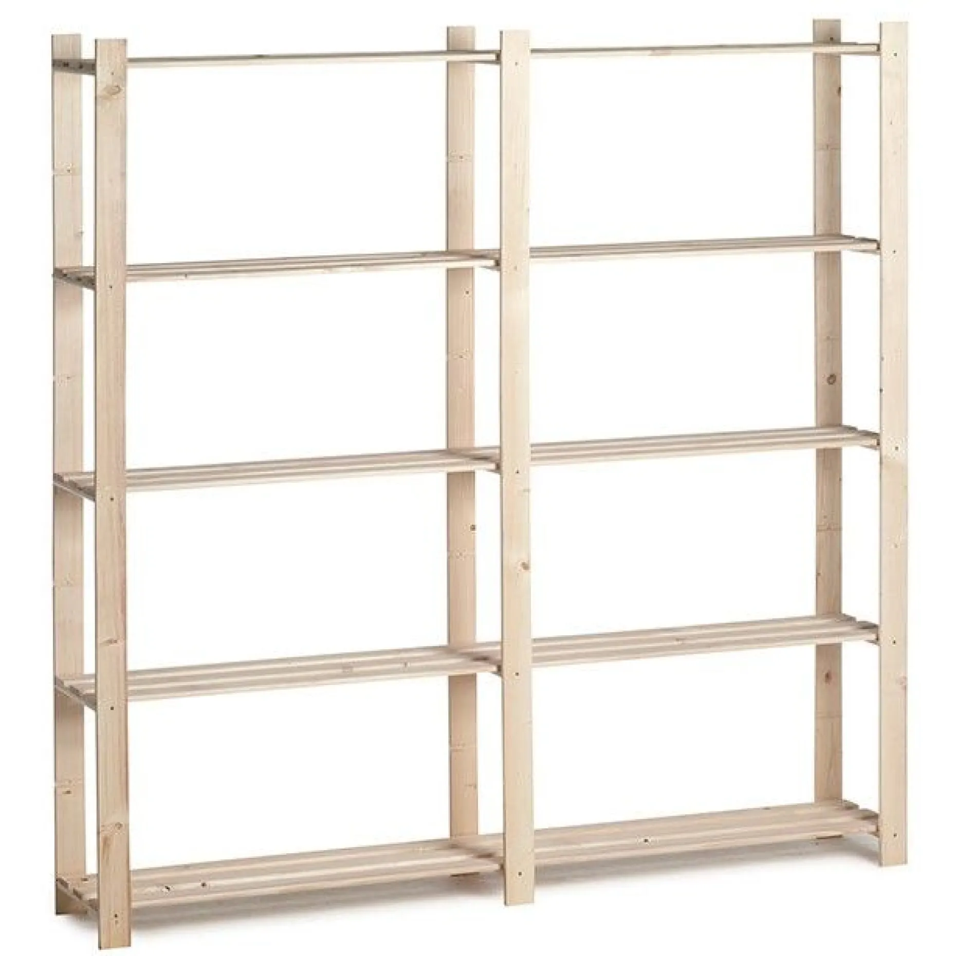 Holzlagerregal doppelt 30kg 5 Fächer - schmal