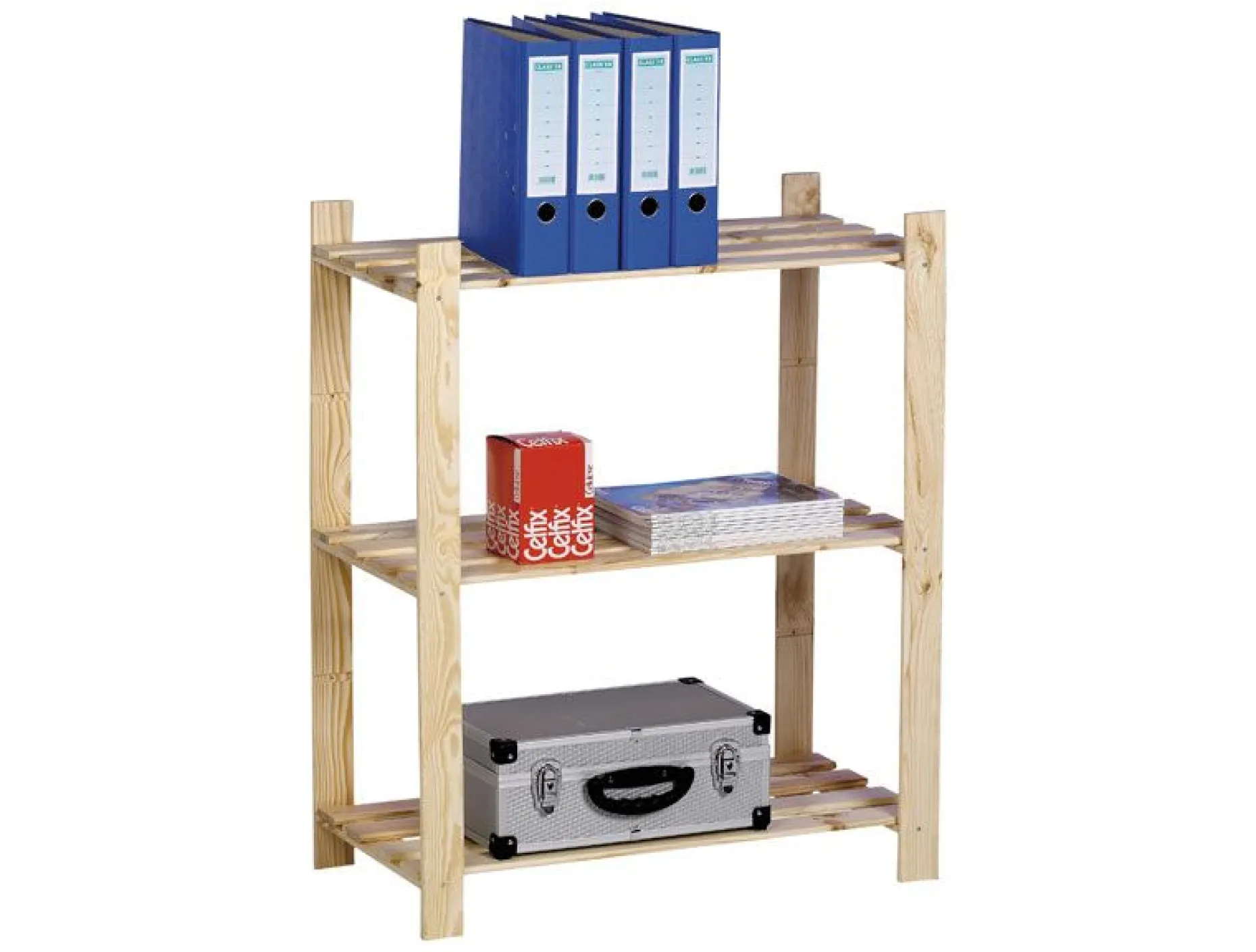 Holzlagerregal einzeln 15kg 3 Fächer - breit