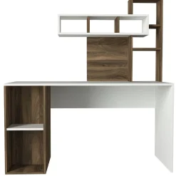 Emob Holzschreibtisch für Kunststudium | 100% Melamin beschichtet | 18mm dick | 140cm breit | Nussbaum weiß
