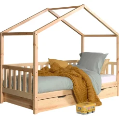 Home Bett Dallas 2 90x200 mit Bettkasten - Kieferholz