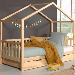 Home Bett Dallas 2 90x200 mit Bettkasten - Kieferholz