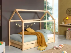 Home Bett Dallas 1 90x200 mit Bettkasten - Kieferholz
