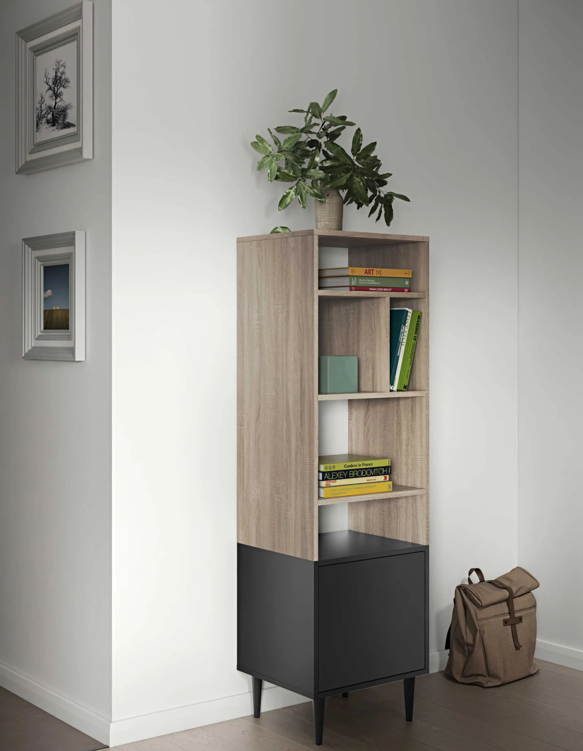 Horizon Bücherregal klein - Eiche/schwarz