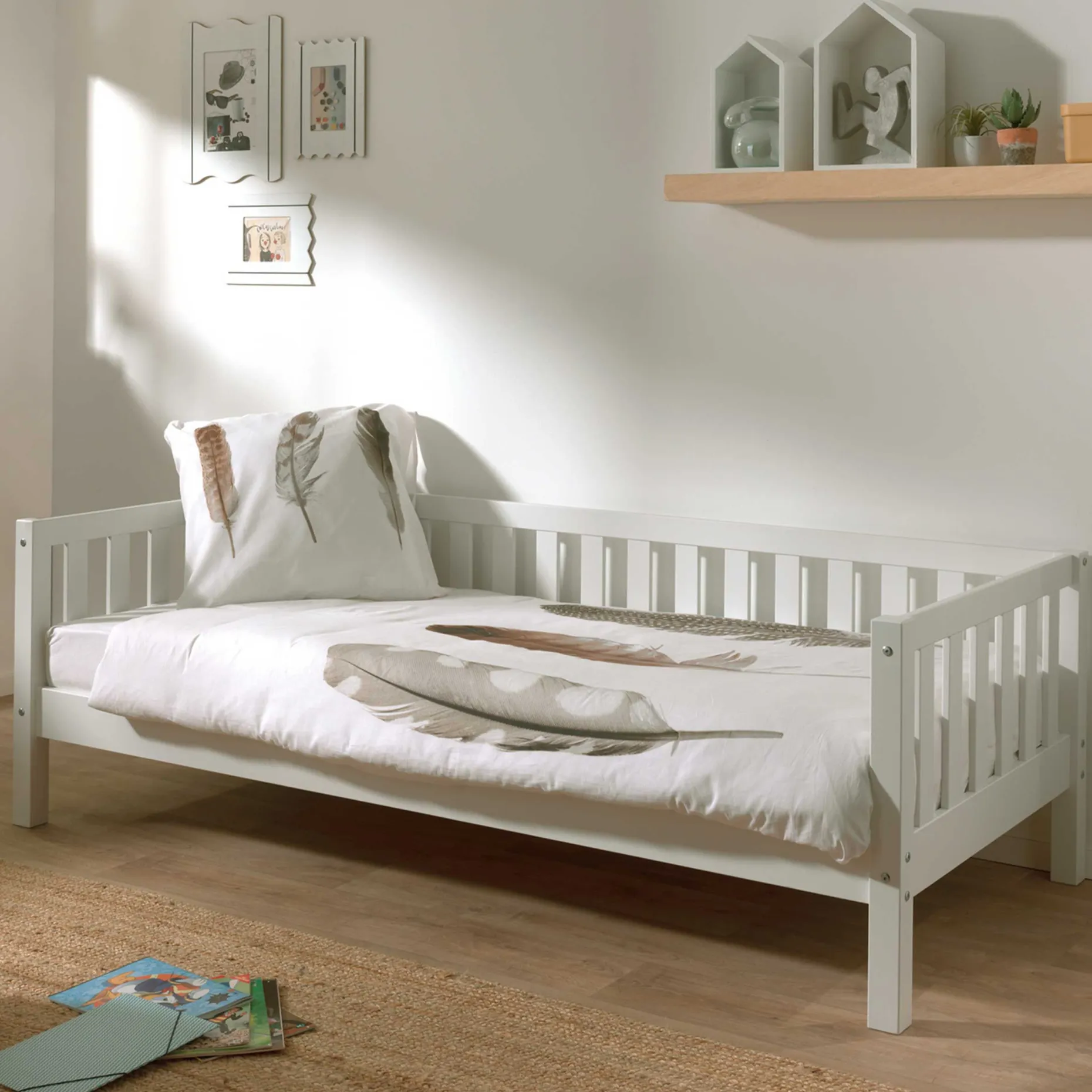 Hüttenbett Friedrich 90x200 Kiefer - weiß