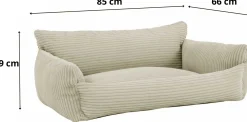 Emob Hundebett Punch - 85x66x29cm - Rippensamt - creme