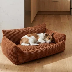 Emob Hundebett Punch - 85x66x29cm - Rippensamt - terracotta