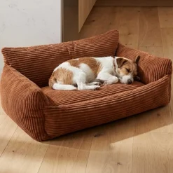 Emob Hundebett Punch - 85x66x29cm - Rippensamt - terracotta