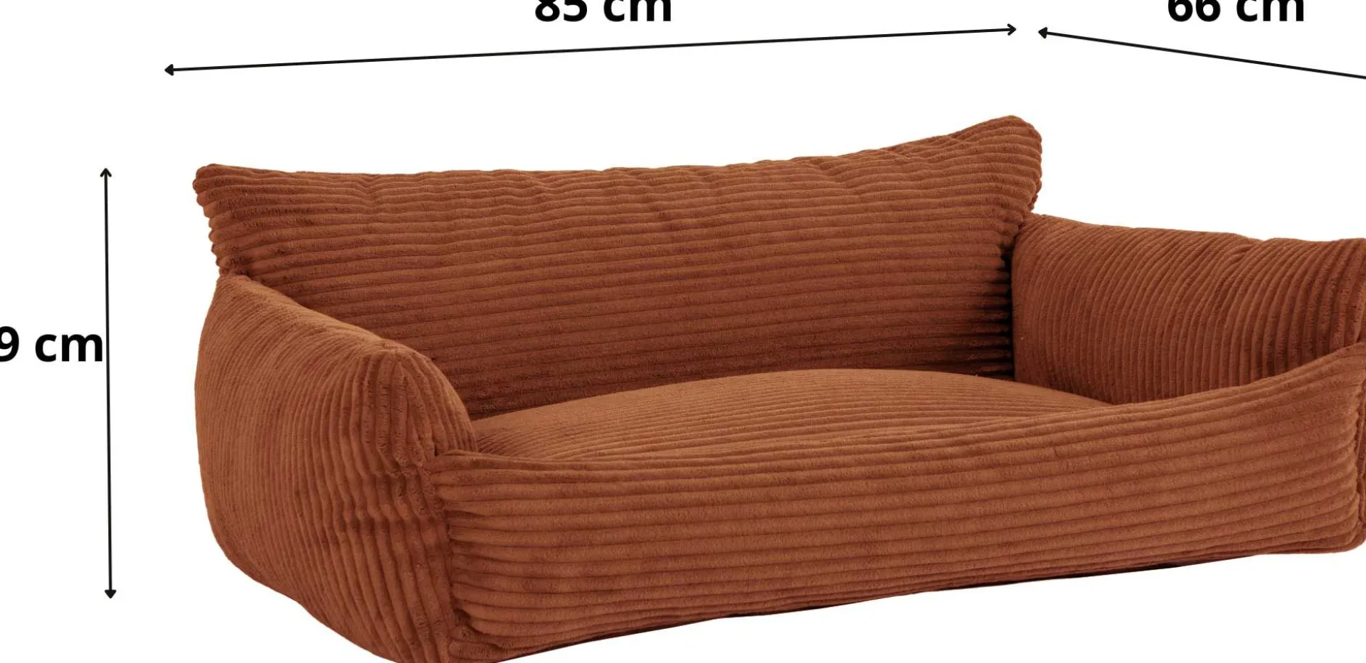 Emob Hundebett Punch - 85x66x29cm - Rippensamt - terracotta