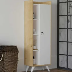Ilgım Mehrzweckschrank | 100 % MELAMIN | Eiche, Weiß