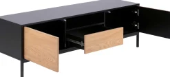 Industrieller Couchtisch Dover 140cm 2 Türen 1 Schublade - Schwarz/Wildeiche