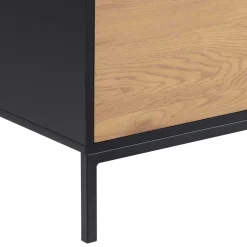 Industrieller Couchtisch Dover 140cm 2 Türen 1 Schublade - Schwarz/Wildeiche