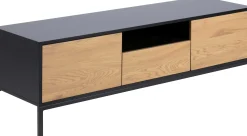 Industrieller Couchtisch Dover 140cm 2 Türen 1 Schublade - Schwarz/Wildeiche