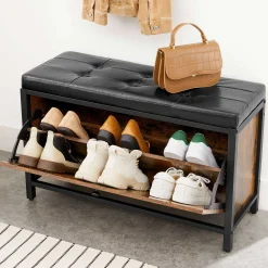 Industrielle Schuhbank für 6 Paare - Stahl/Braun/Schwarz