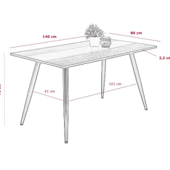 Hela Jamina Esstisch 140x80 cm-Beton/Schwarz