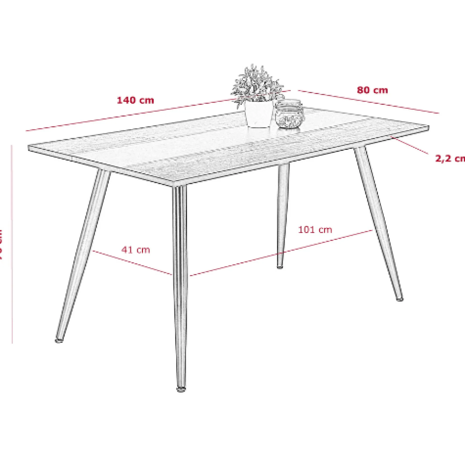 Hela Jamina Esstisch 140x80 cm-Beton/Schwarz