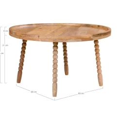 House Nordic Jammu Couchtisch - Mangoholz natur Ø60x35 cm