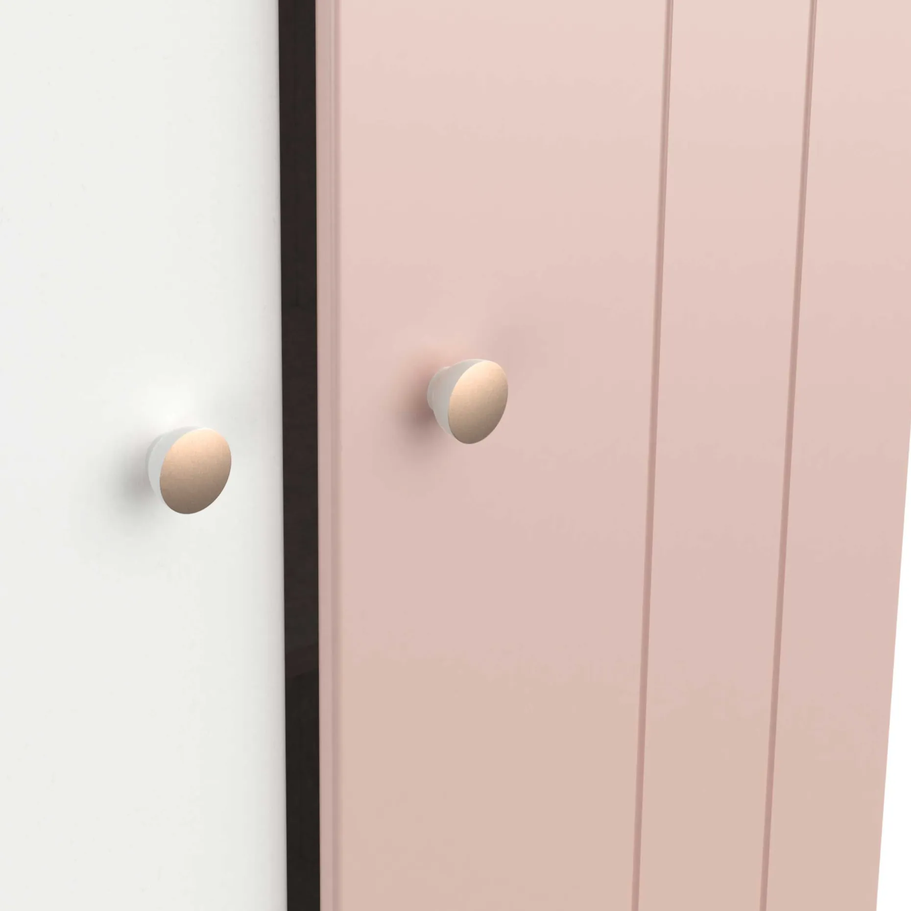 Janne Kleiderschrank 2 Flügeltüren, 1 Kleiderstange, 1 Einlegeboden und 1 Schublade-mattrosa/mattweiß
